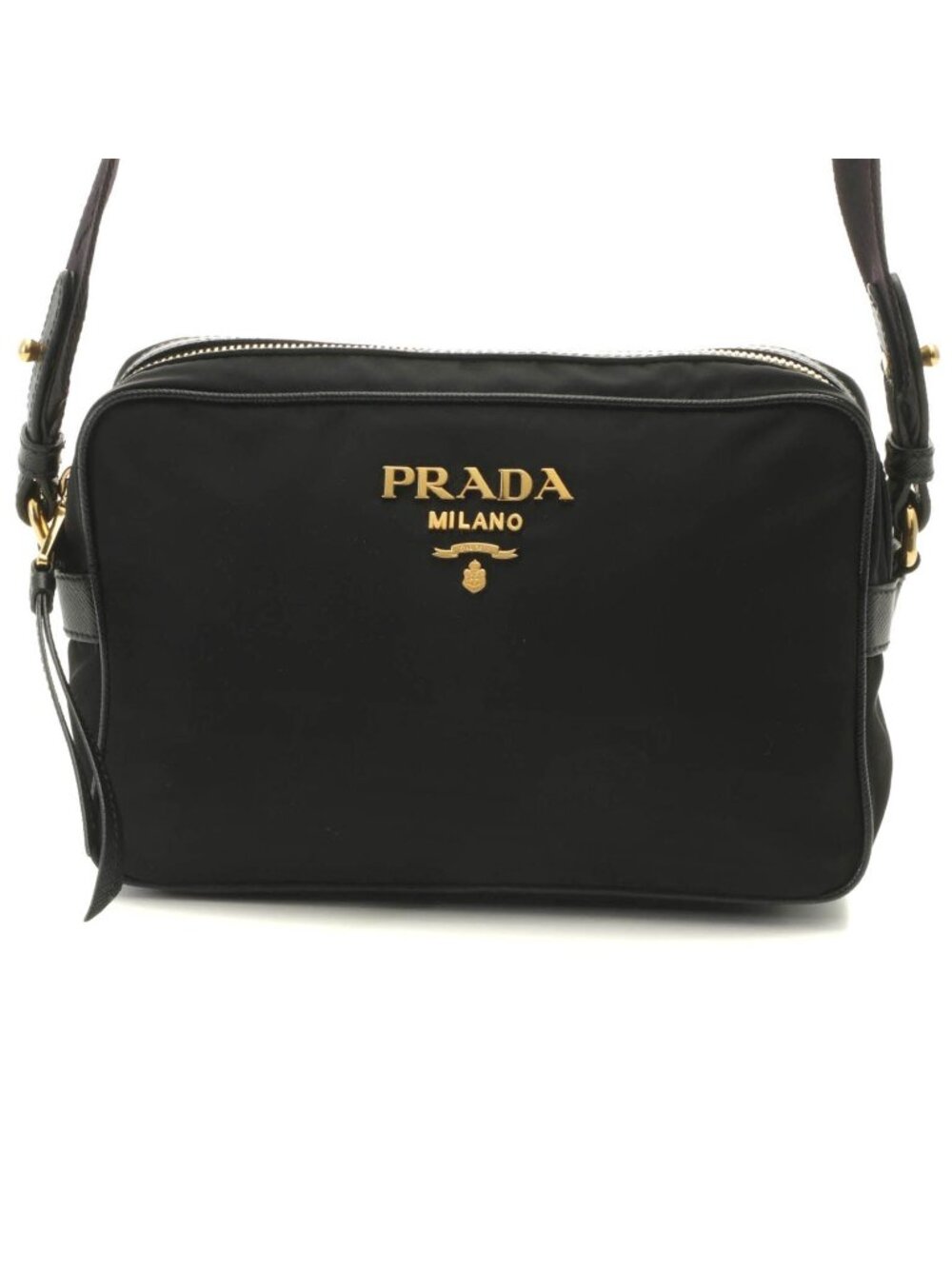 Prada Small Pouch Shoulder Bag Nylon Leather Black